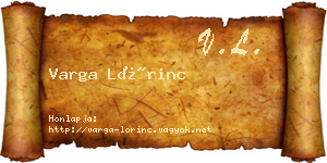 Varga Lőrinc névjegykártya